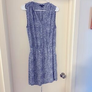Blue Patterned Sleeveless Dress